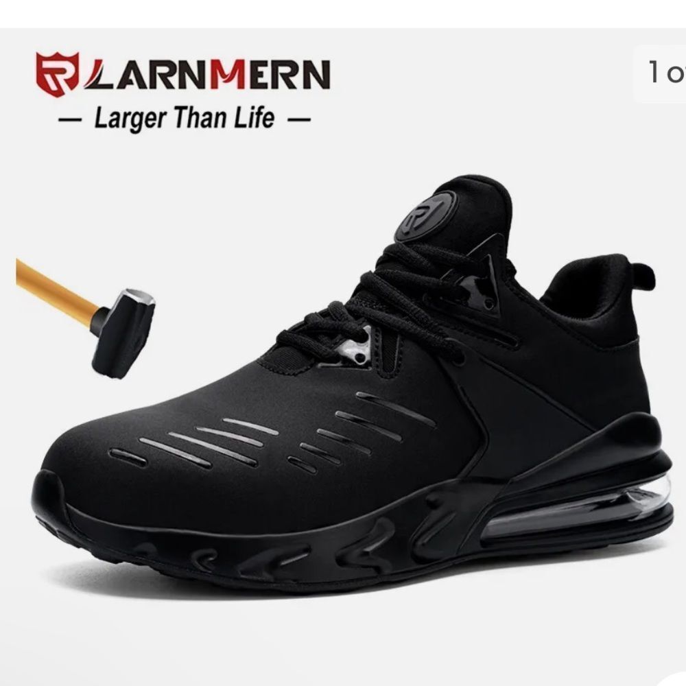 NWOB Larnmern Steel Toe Men's AirWalk Ares Size 9 Slip Resistant Black